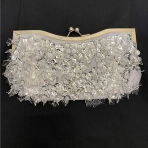 rhinestone sequins kiss me lock clutch